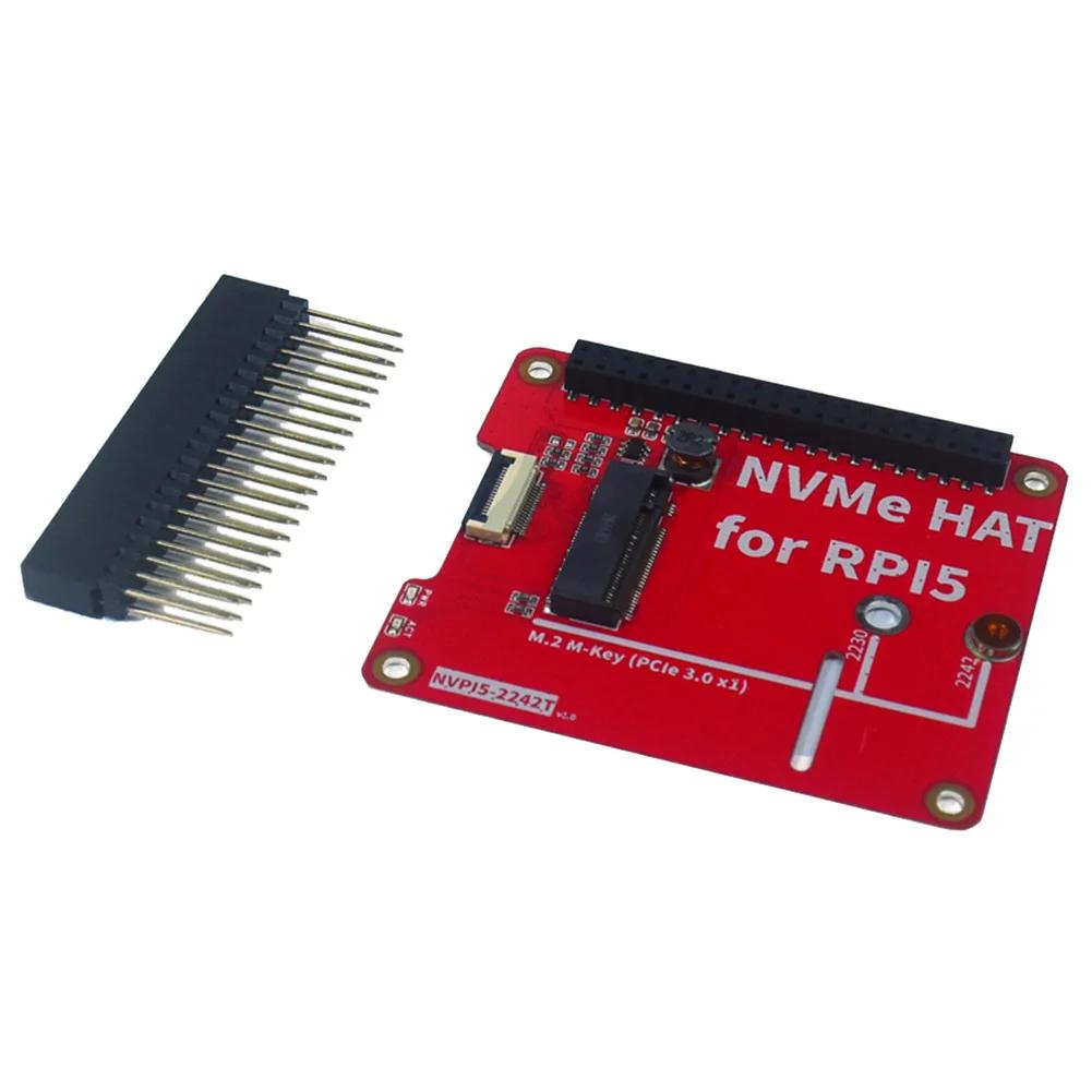 Raspberry Pi 5 NVMe HAT PCB, M.2  ͽټ  , M-Key 2 LED , M.2 M-Key 2230 2242 2260 2280 SSD